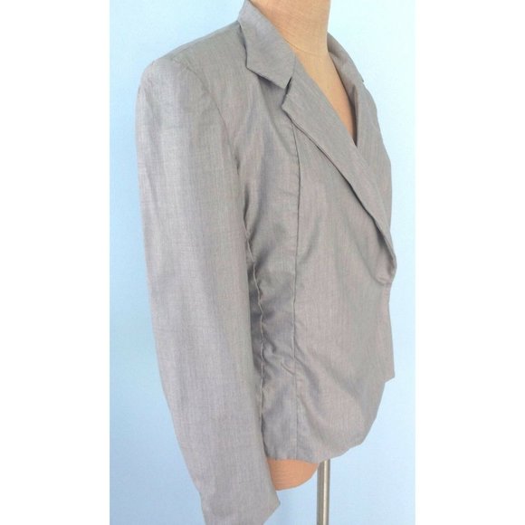 Narciso Rodriguez Suit Blazer Jacket Gray Long Sleeve Silk Snap Office Size 8 - Picture 4 of 12